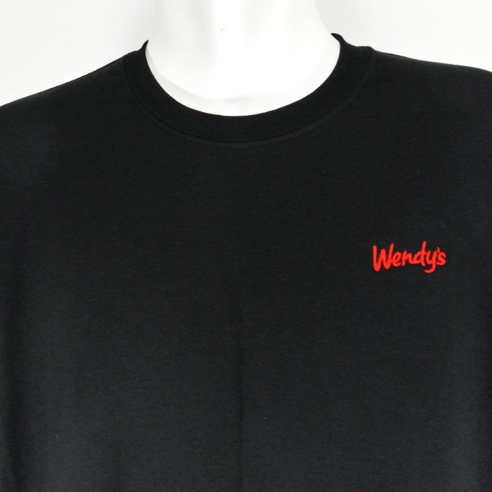 WENDY'S Hamburgers Black Sweatshirt Employee Uniform Shirt Size S Small - Picture 5 of 10